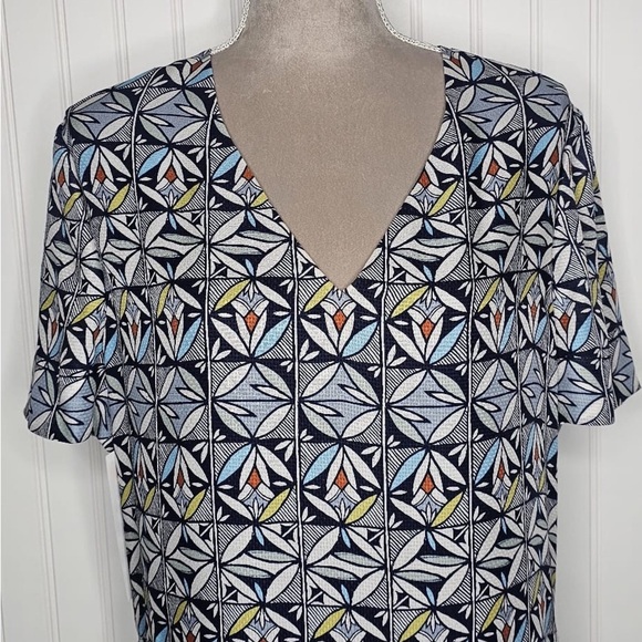Tory Burch‎ Women Silk Geometric Pattern V-neck Dress Size Large - Picture 4 of 13